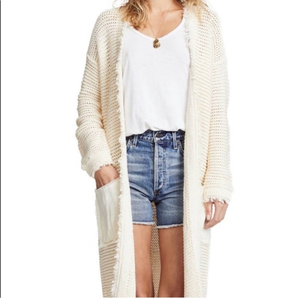 Free People long knit cardigan cream
